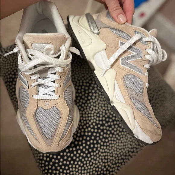 New Balance 9060 Beige and Gray Sneakers - Picture 4 of 10